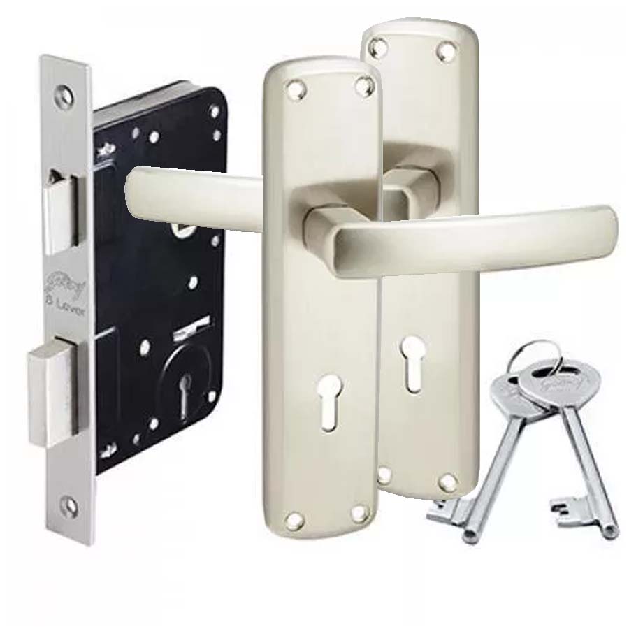 2 LEVER DOOR LOCK WITH HANDLES, AND 2 KEYS