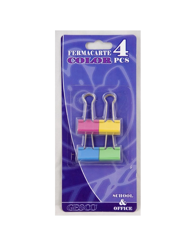 Binder Clips 4Pcs Asstd Colour