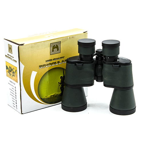 Binoculars Standard -  Green Color With Case- 50mm Lens -  x10 Magnification