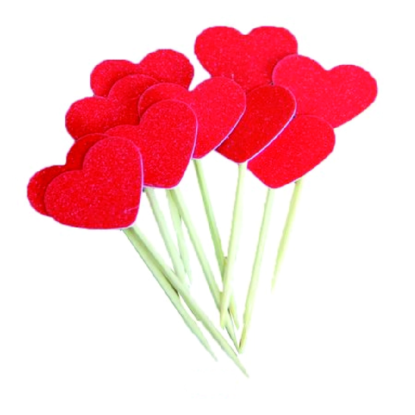 Heart Shaped Decorated Toothpicks 50Pcs/Bag