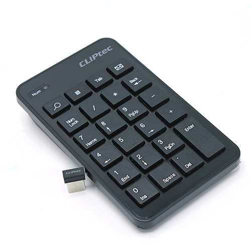 Cliptec Air-rapid USB Numeric Keypad- Black- 2.4ghz- Wireless