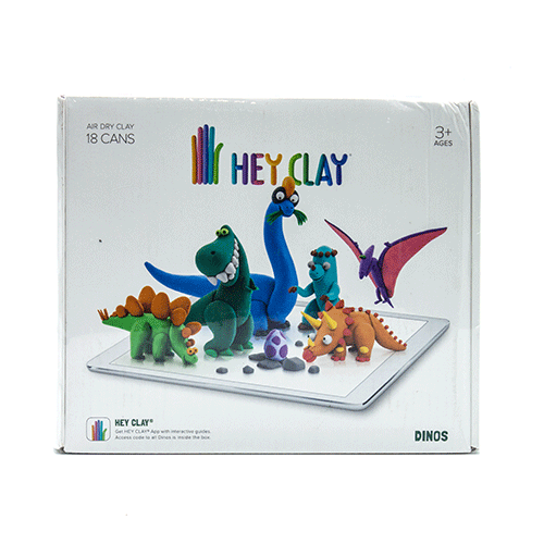 Hey Clay Dinasors - Colorful Kids Modeling Air-Dry Clay - 18 Cans with Fun Interactive App (Dinos)