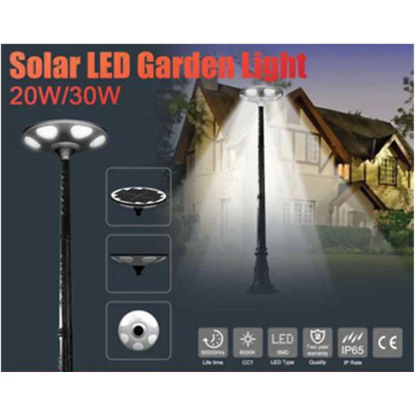 30W All In One Solar LED UFO Garden Light With 3M Pole