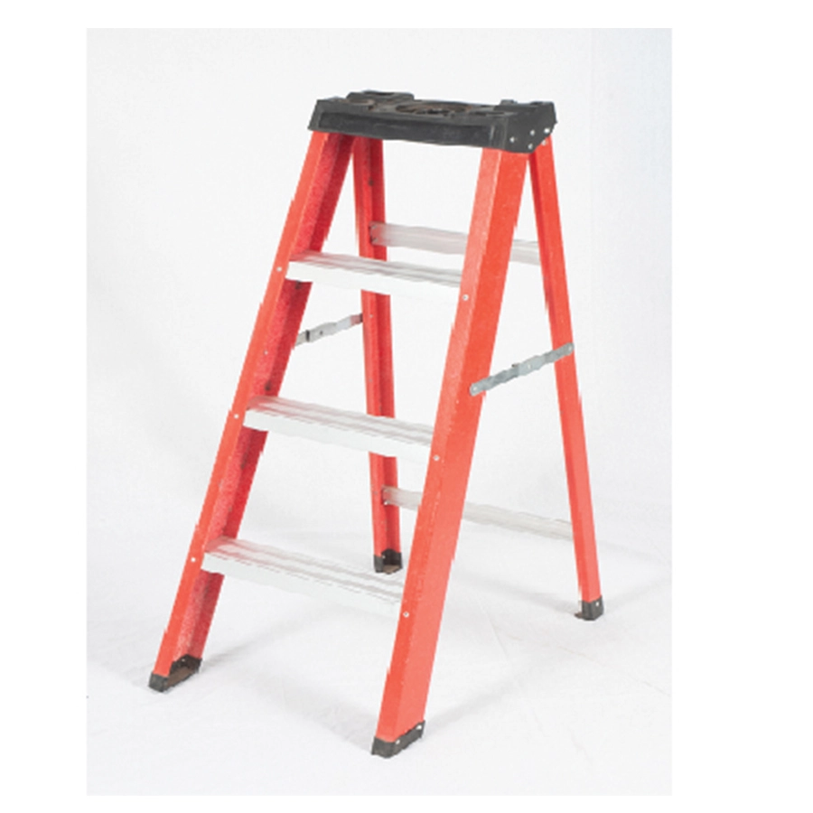 Fiberglass Step Ladder With Aluminium Steps – 4 Steps Red, Yellow