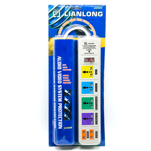 Lianlong Cable socket extension - surge protected- 2m long- 4 way port