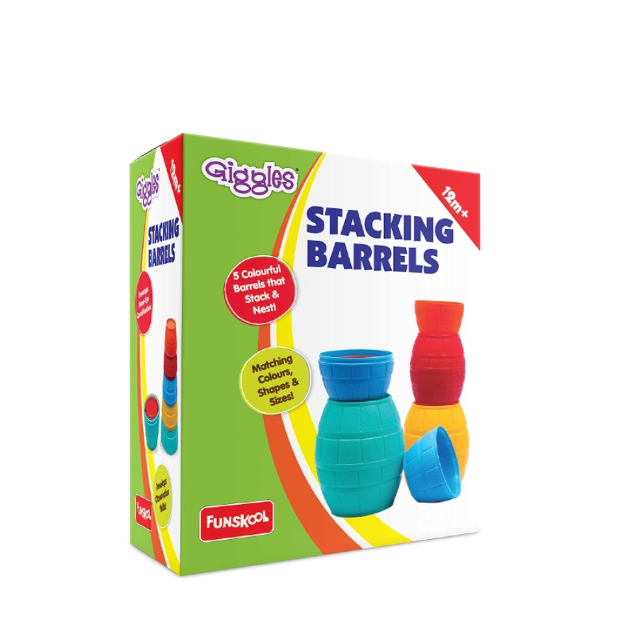 Baby Stacking Barrels, 5 Colorful Barrels, Age 5+ Plus,