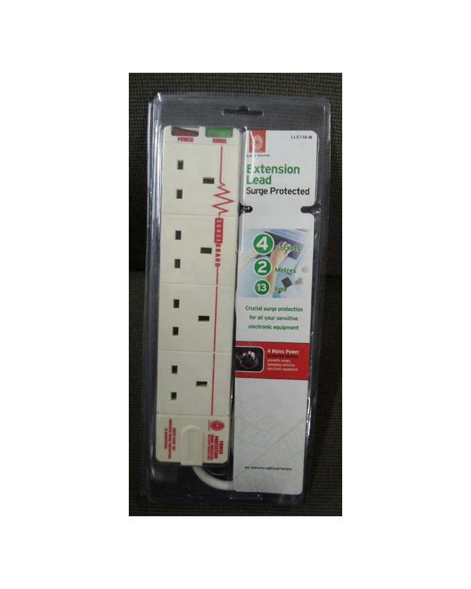 Lianlong Extension Socket With Surge Protection, 2M Cable 4 Way