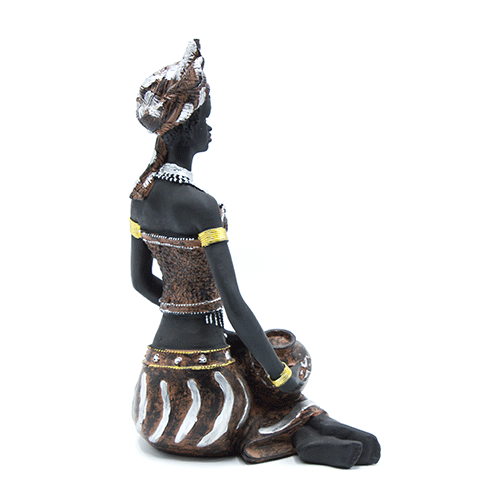 African Statue - Lady Sitting With A Pot- 18x12x24.5- Black