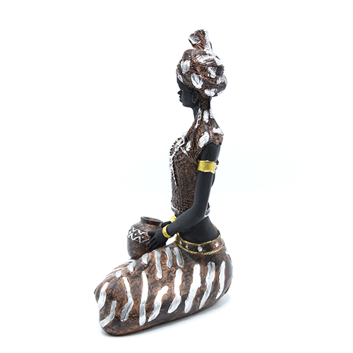 African Statue - Lady Sitting With A Pot- 18x12x24.5- Black